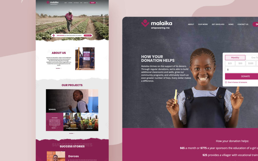 Malaika homepage mockup