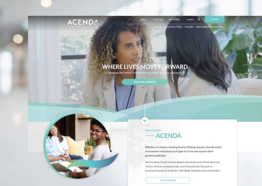 screenshot of Acenda's homepage