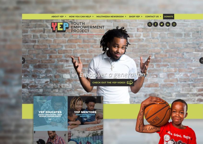 mockup of YEP's homepage