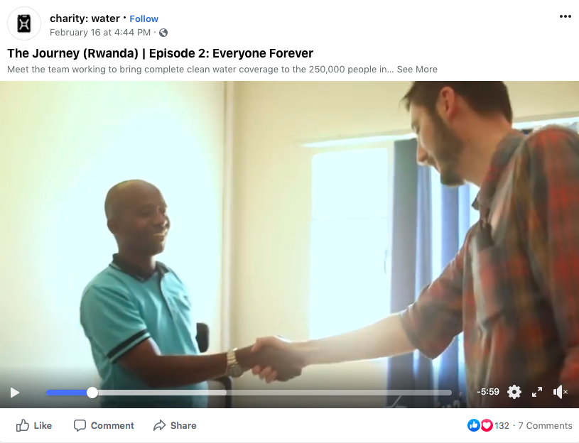 Charity-Water video on Facebook
