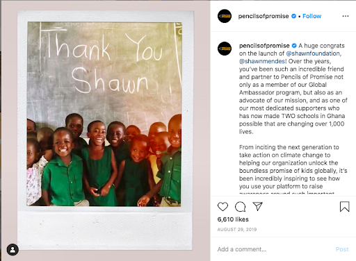 Pencils of Promise social media post 1