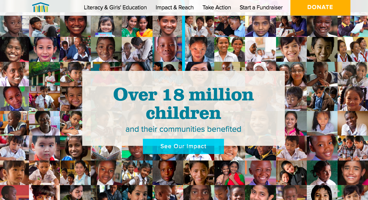 Room to Read - photo collage of hundreds of children served