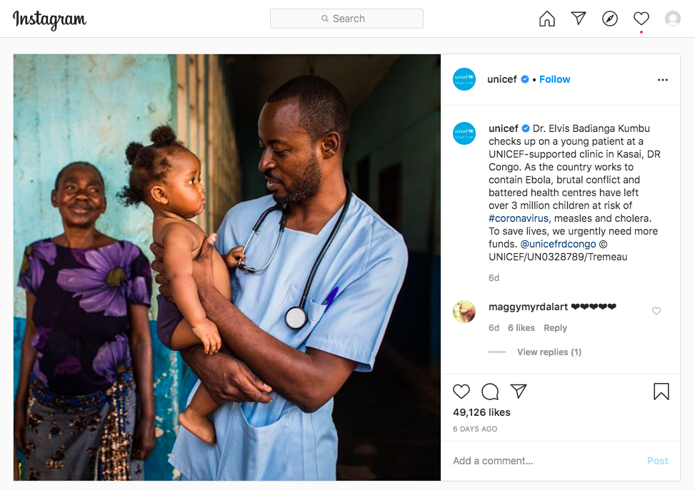 UNICEF highlights individual impact by naming the doctor and the child in their Twitter stories