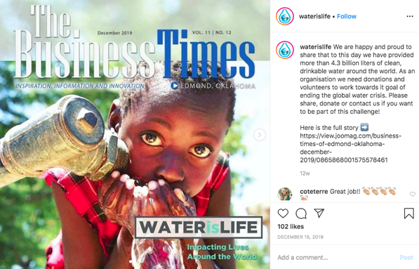 Water is Life featured in The Business Times