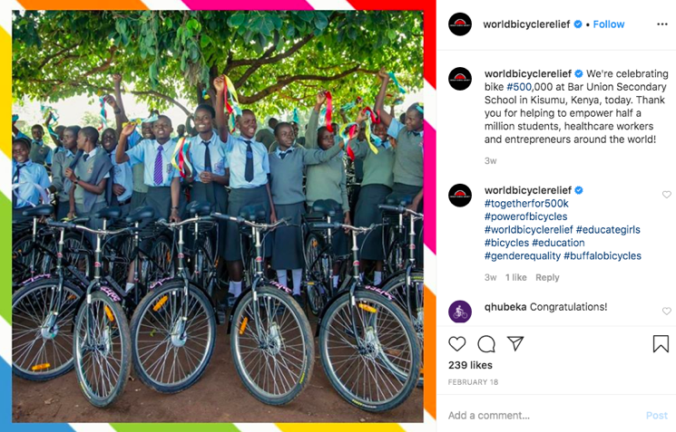 World Bicycle Relief Instagram