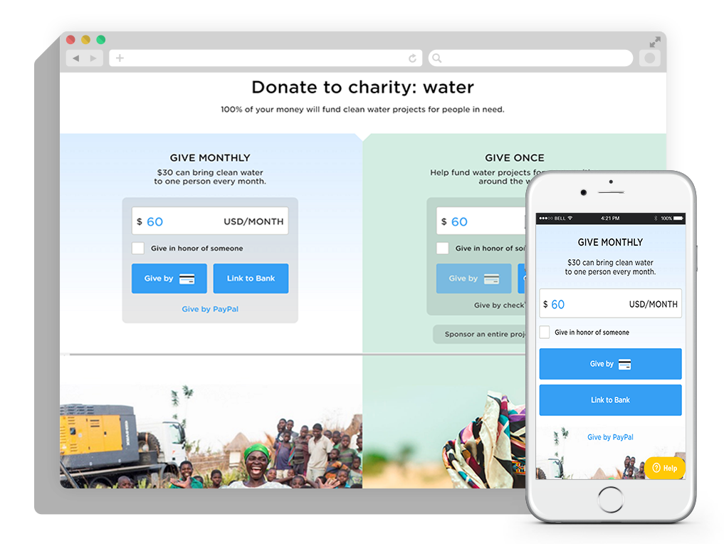 charity water donation page