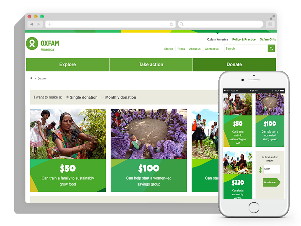 oxfam america donation page