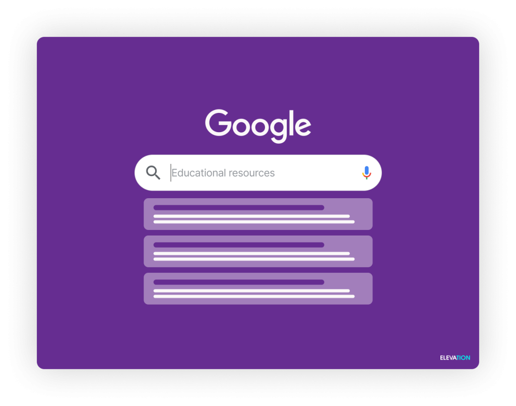 Elevation Illustration of educational resources being searched for in Google