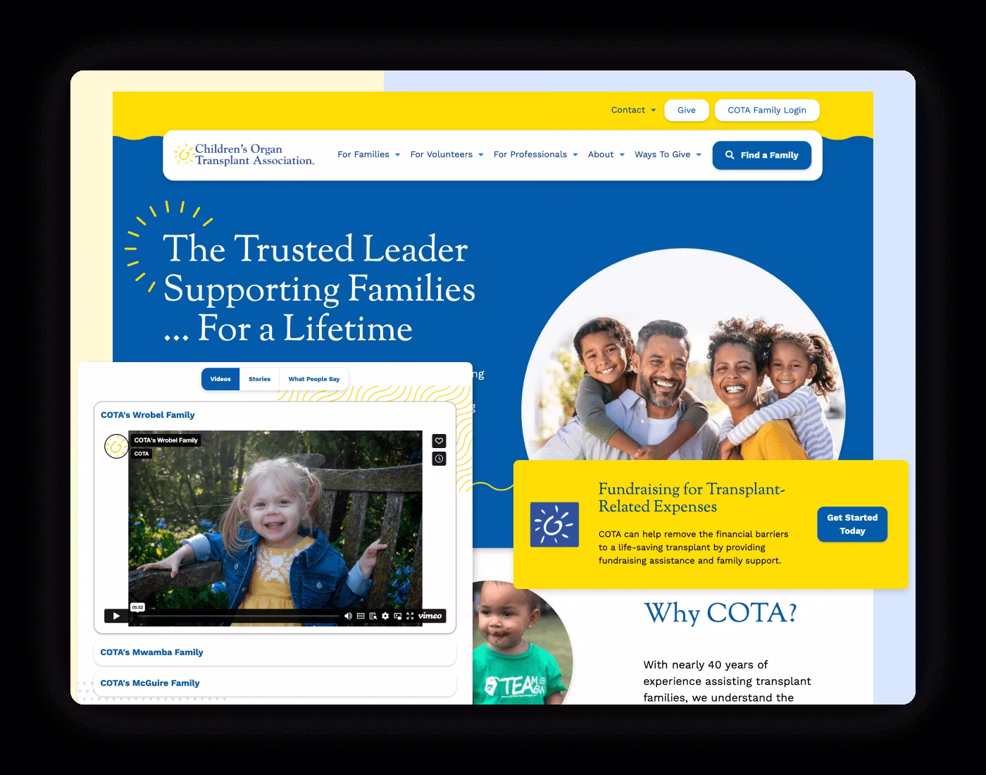 Childrens Organ Transplant Association Cota Mockup