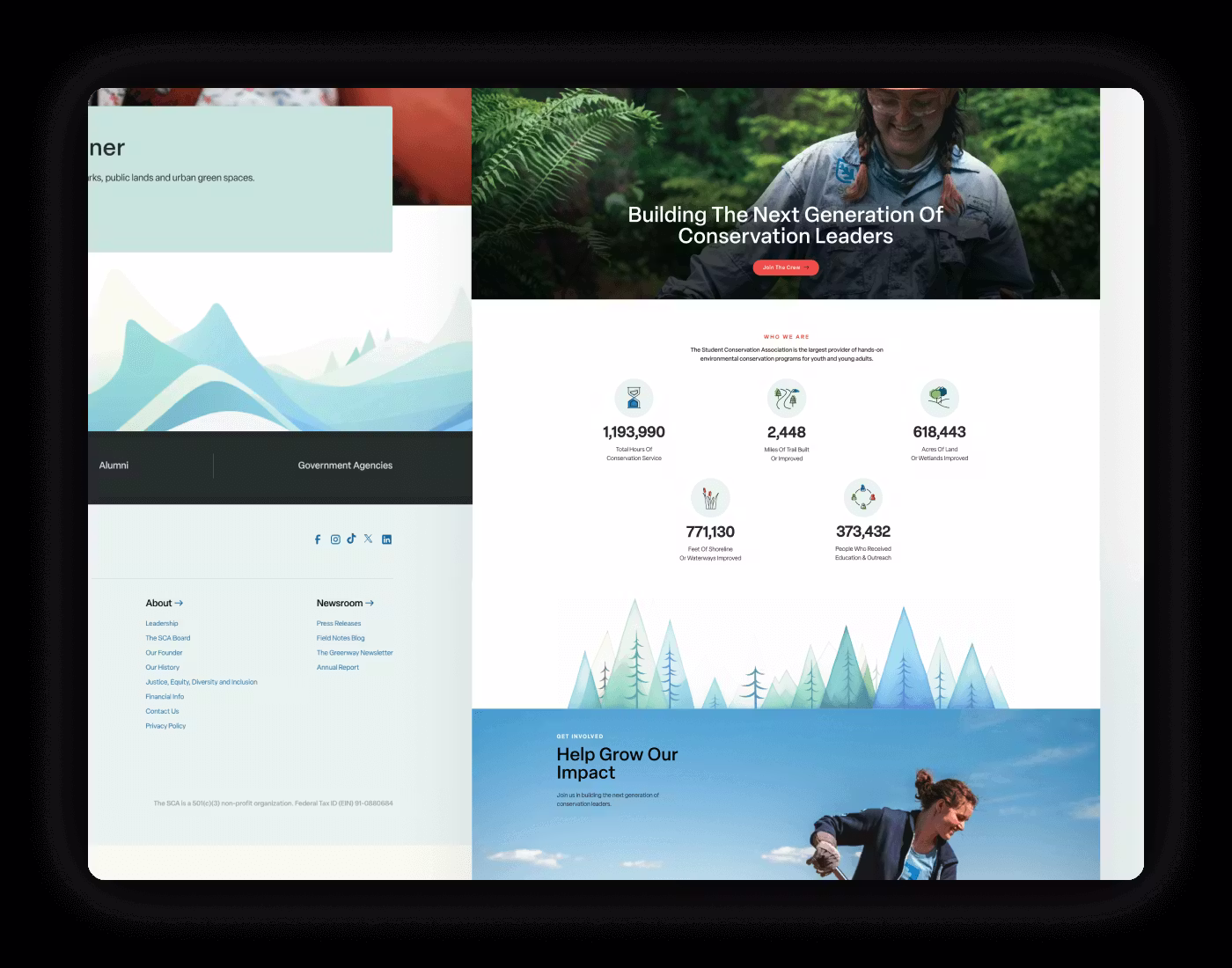 Student Conservation Association Sca Mockup
