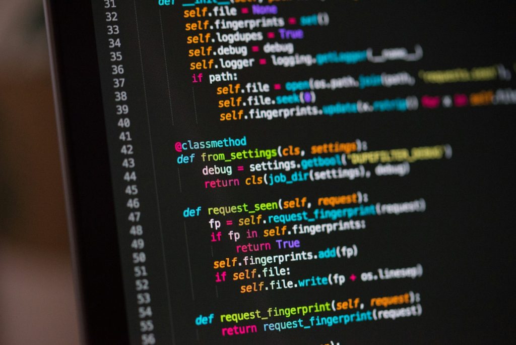 Structured code on a developer's screen