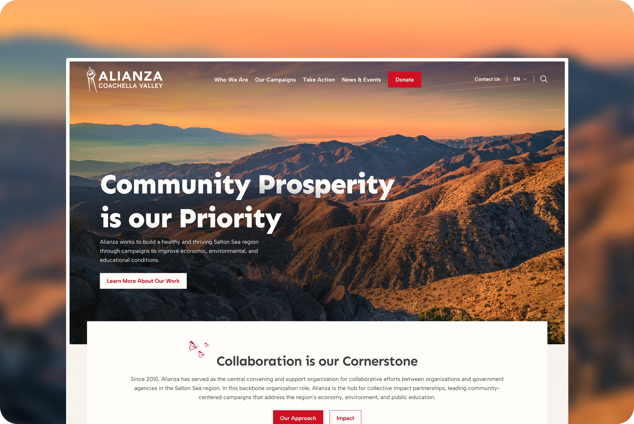 Alianza Coachella Valley website design by Elevation