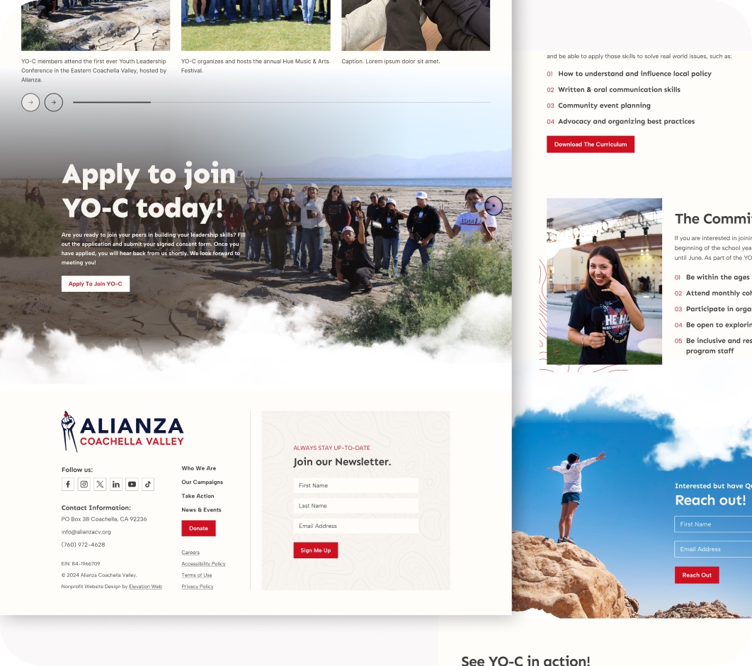 Alianza Coachella Valley website detail design