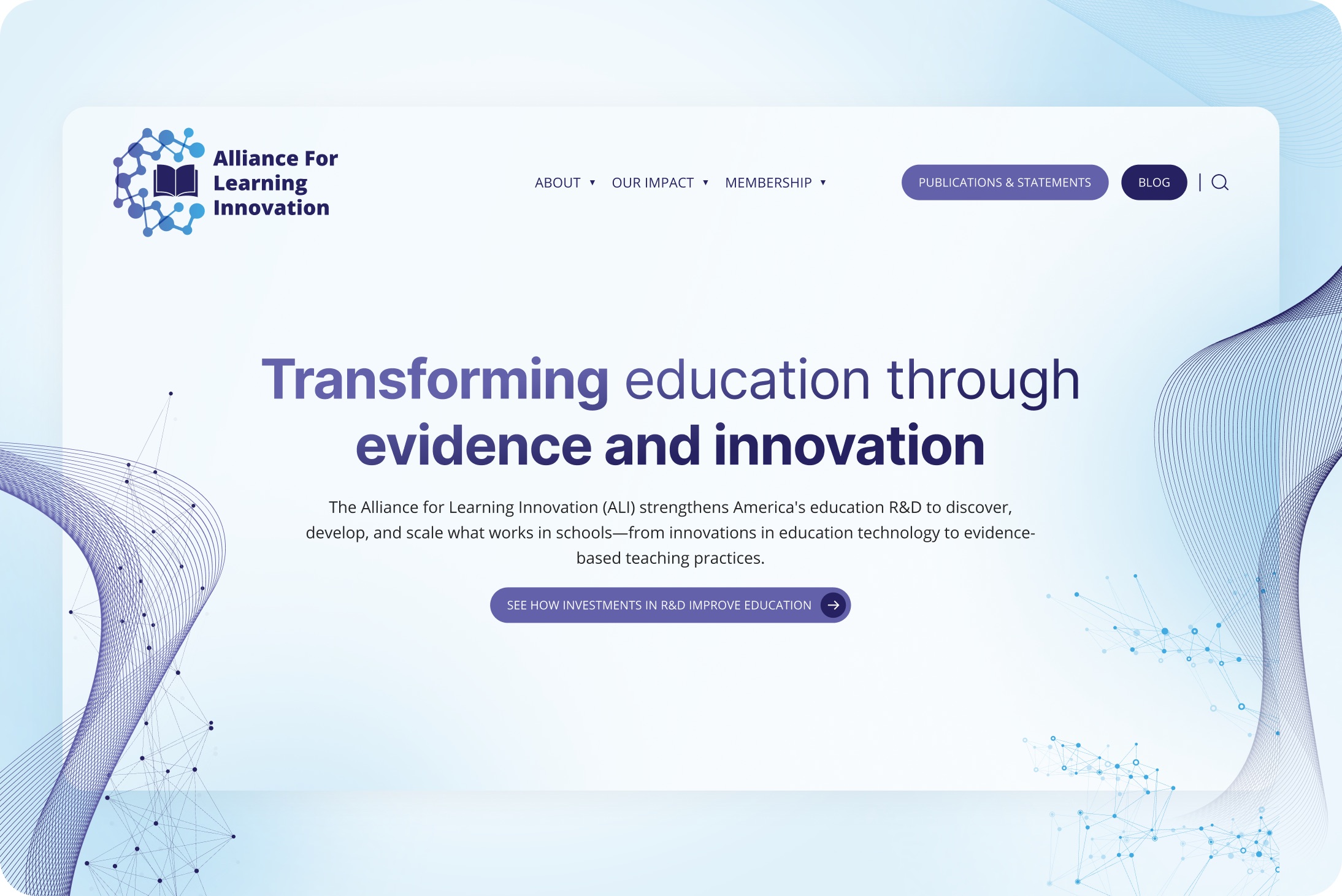 Alliance for Learning Innovation website design by Elevation