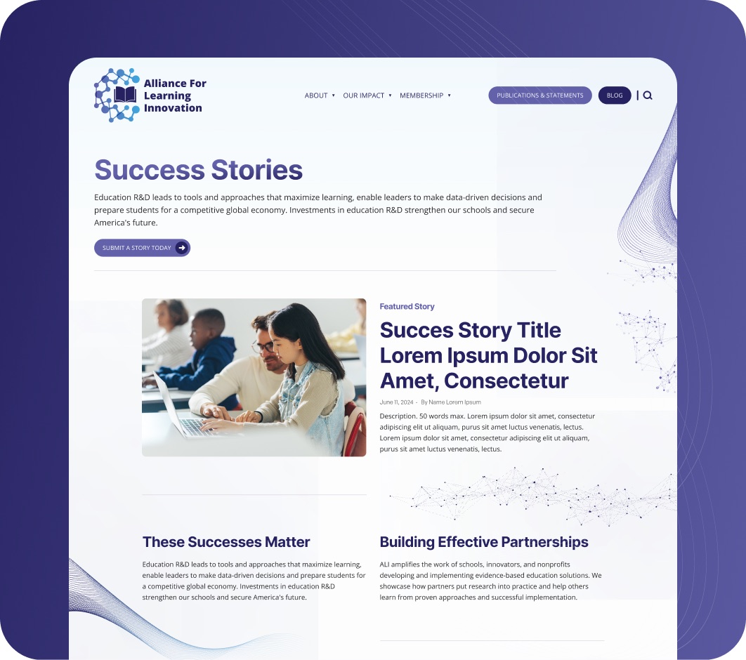 Alliance for Learning Innovation website detail design