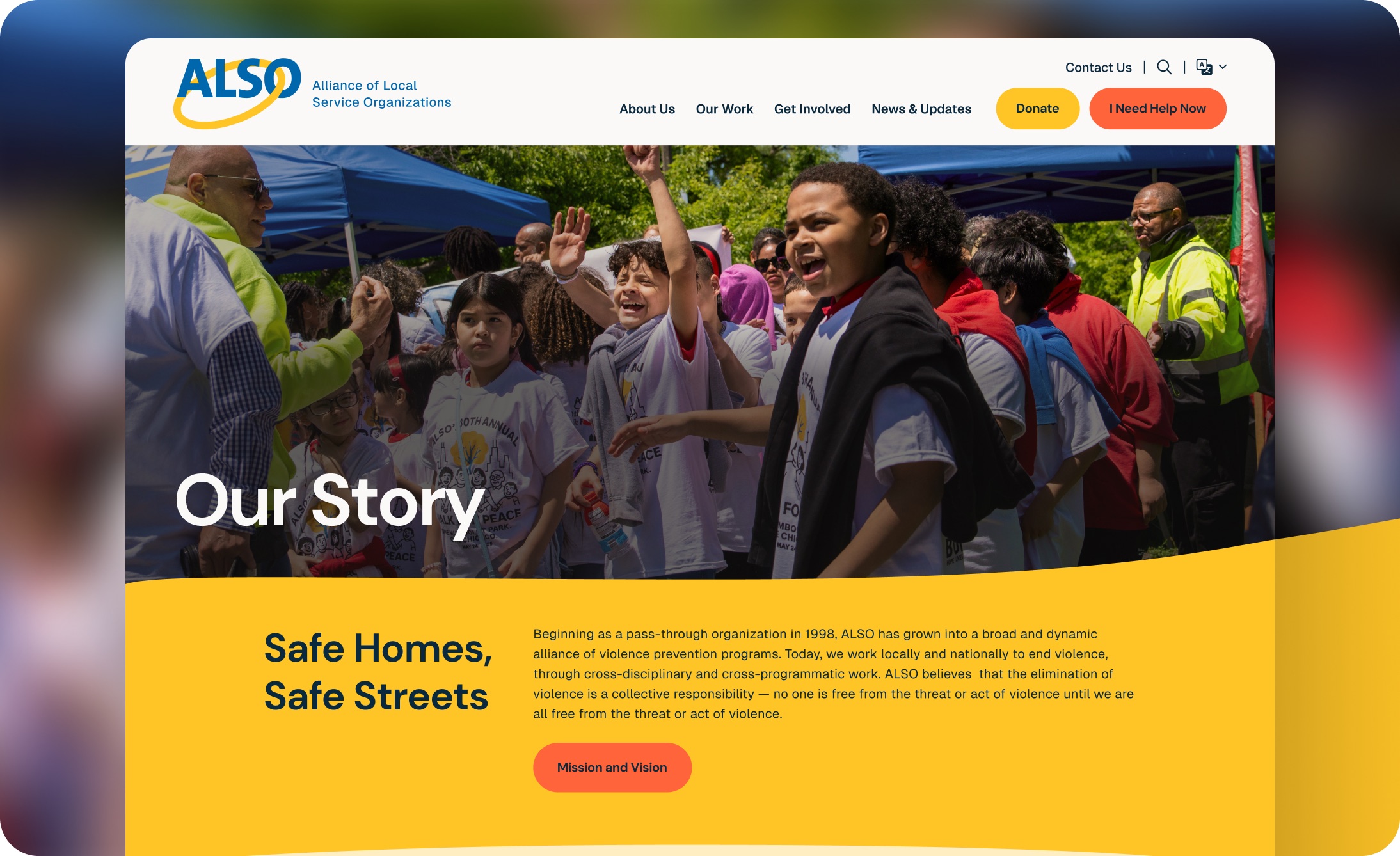 Alliance of Local Service Organizations website spread designed by Elevation