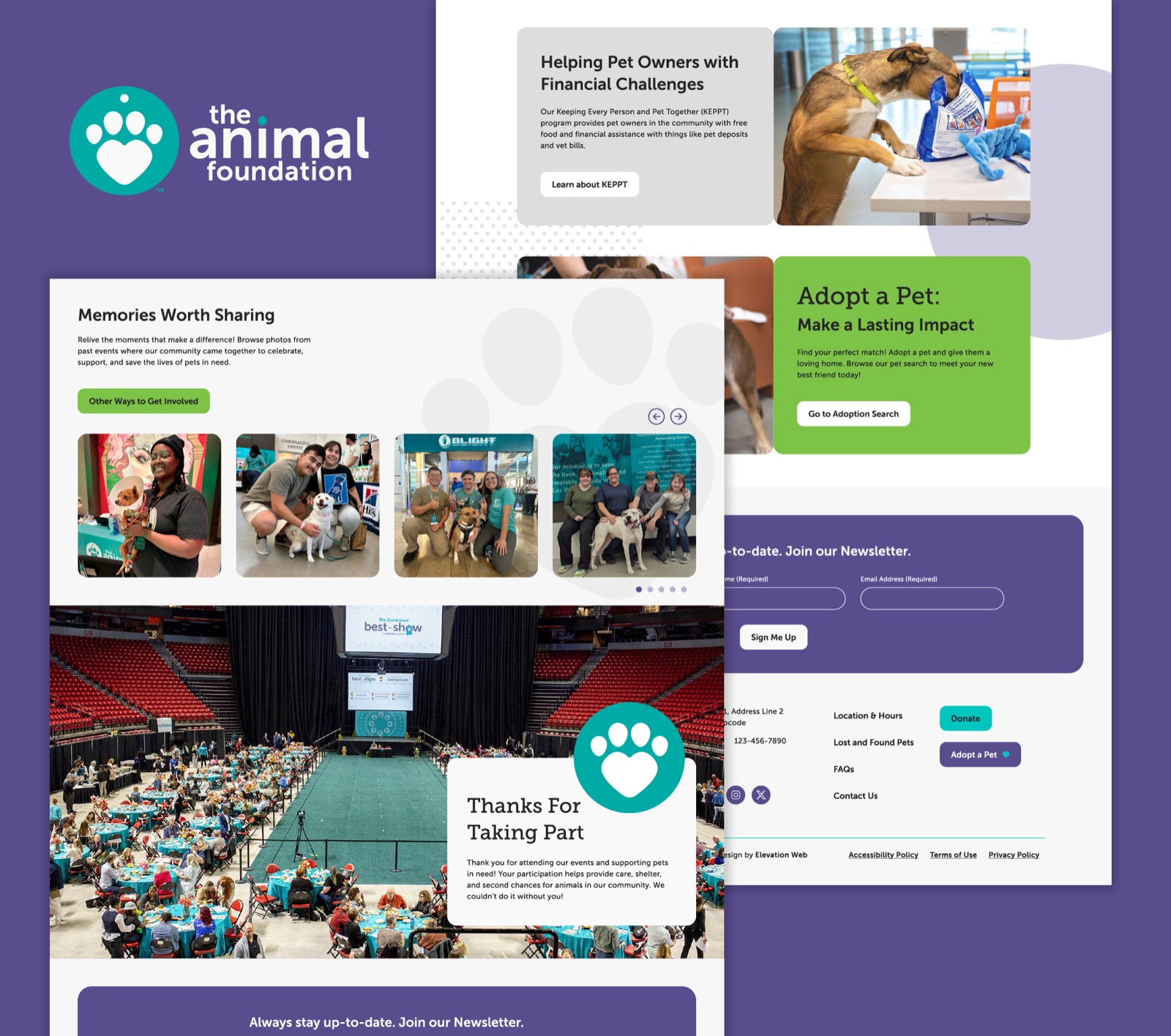 The Animal Foundation website section design