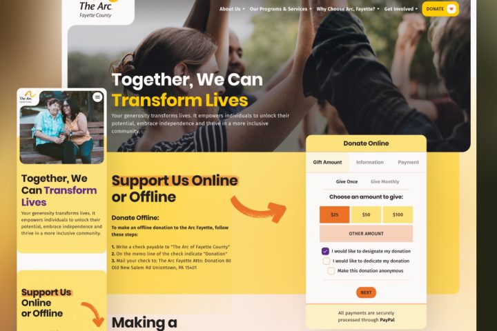 The Arc of Fayette County website mockup 2 Elevation The Arc of Fayette County website design by Elevation screen 2