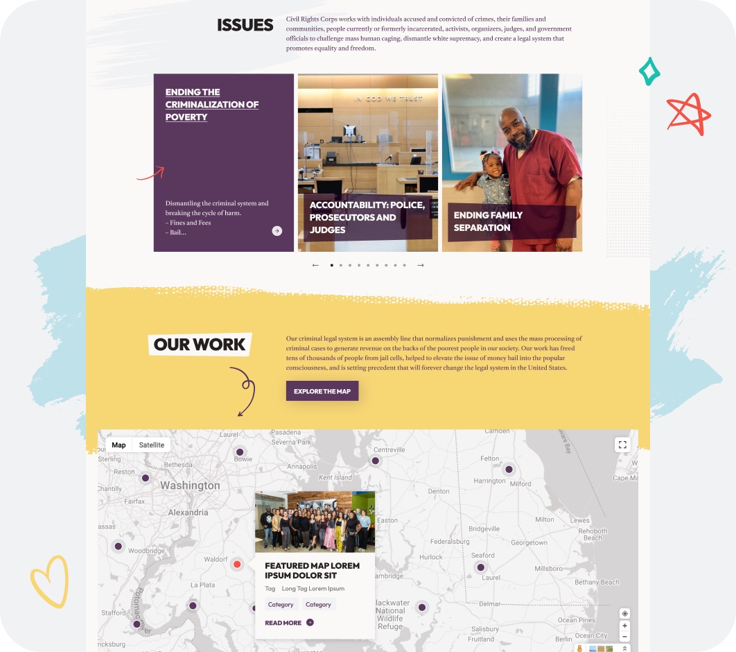 Civil Rights Corps website interior page design