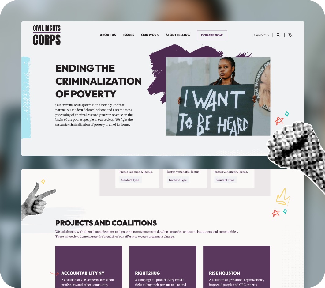 Civil Rights Corps website pages designed by Elevation