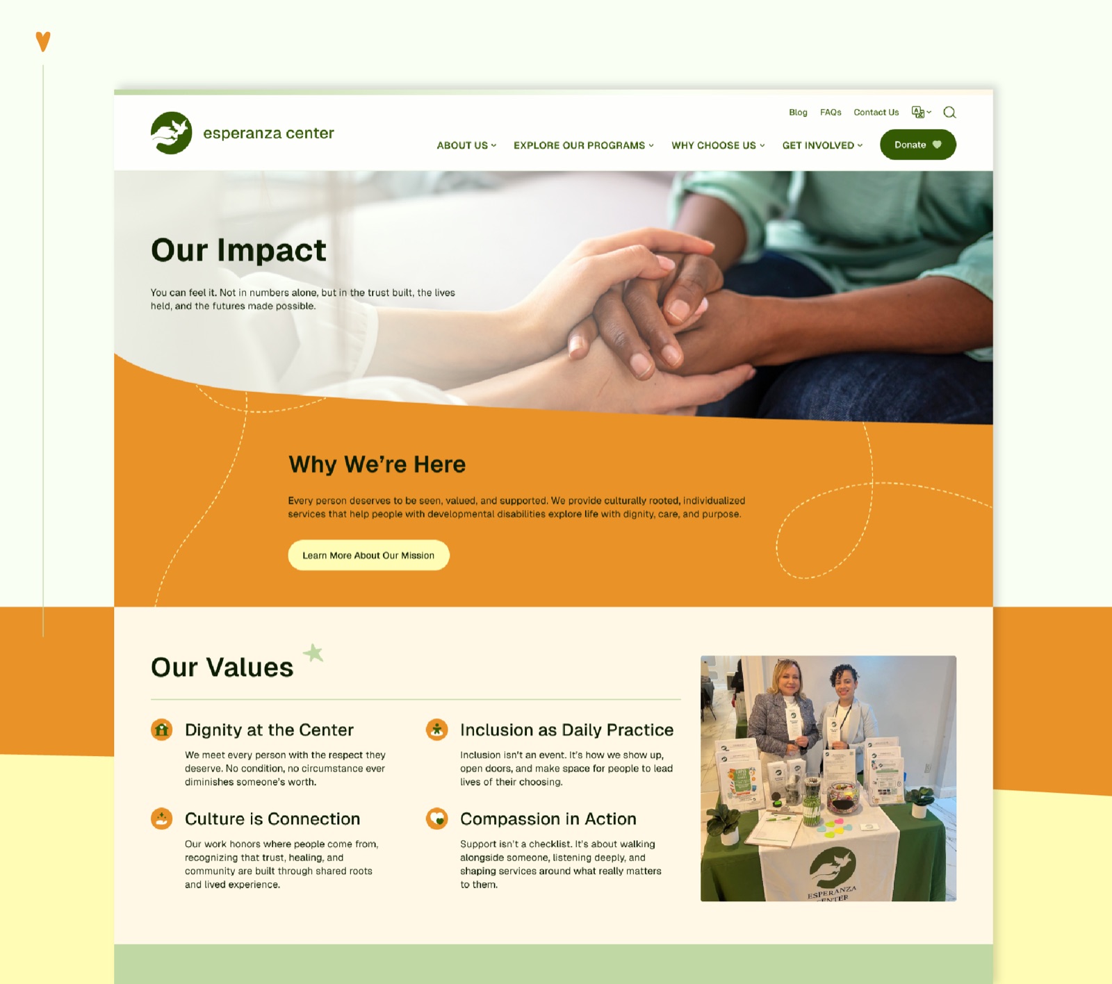 Esperanza Center website interior page design