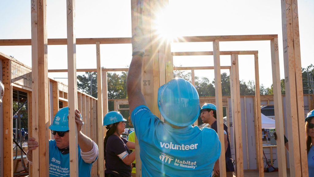 Habitat for Humanity case study Elevation Habitat for Humanity volunteers framing a home
