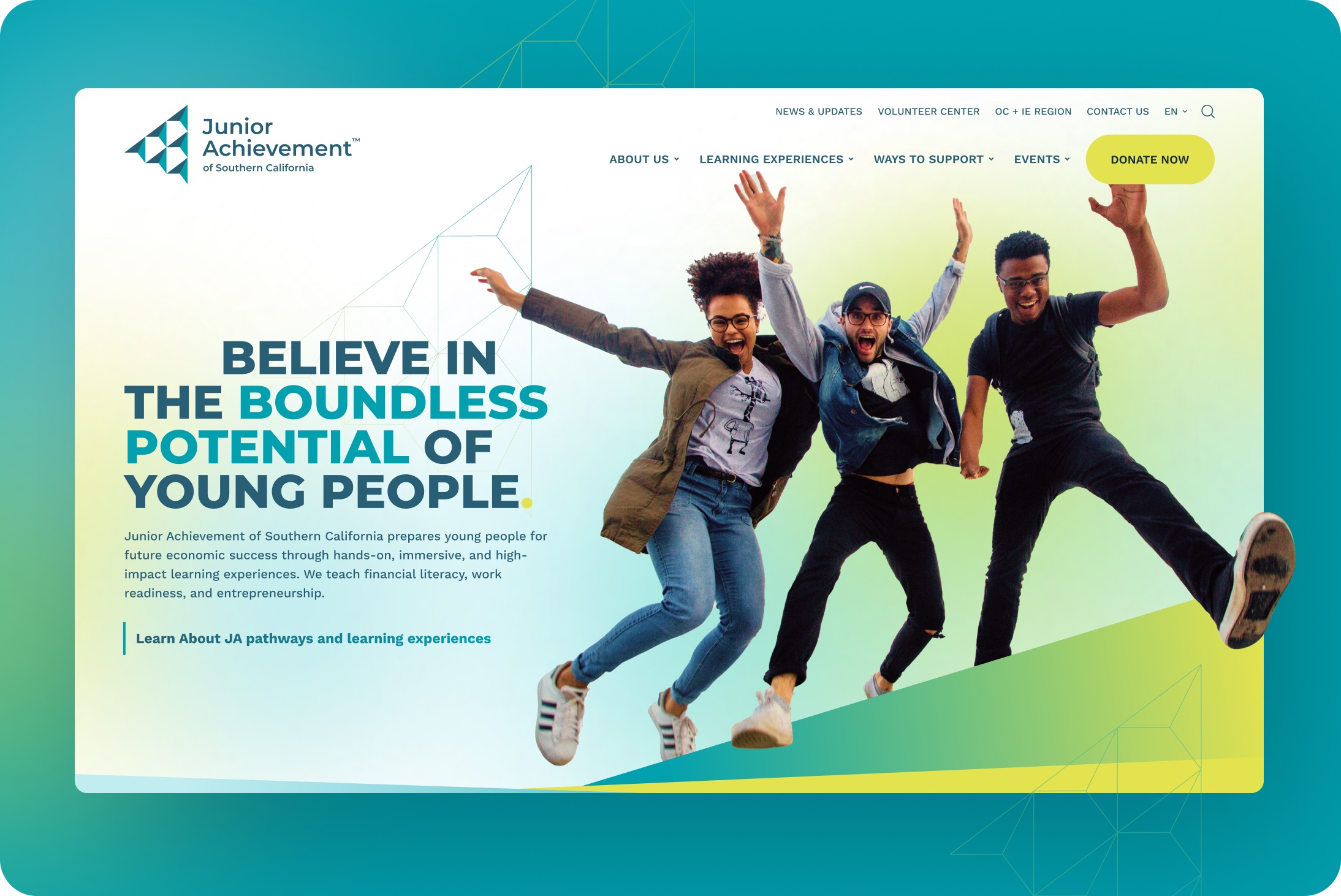 Junior Achievement of Southern California website design by Elevation