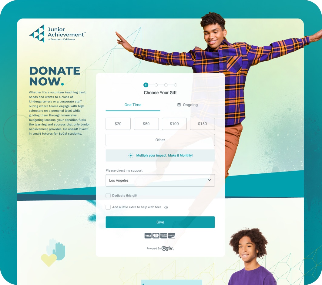Junior Achievement of Southern California website section design