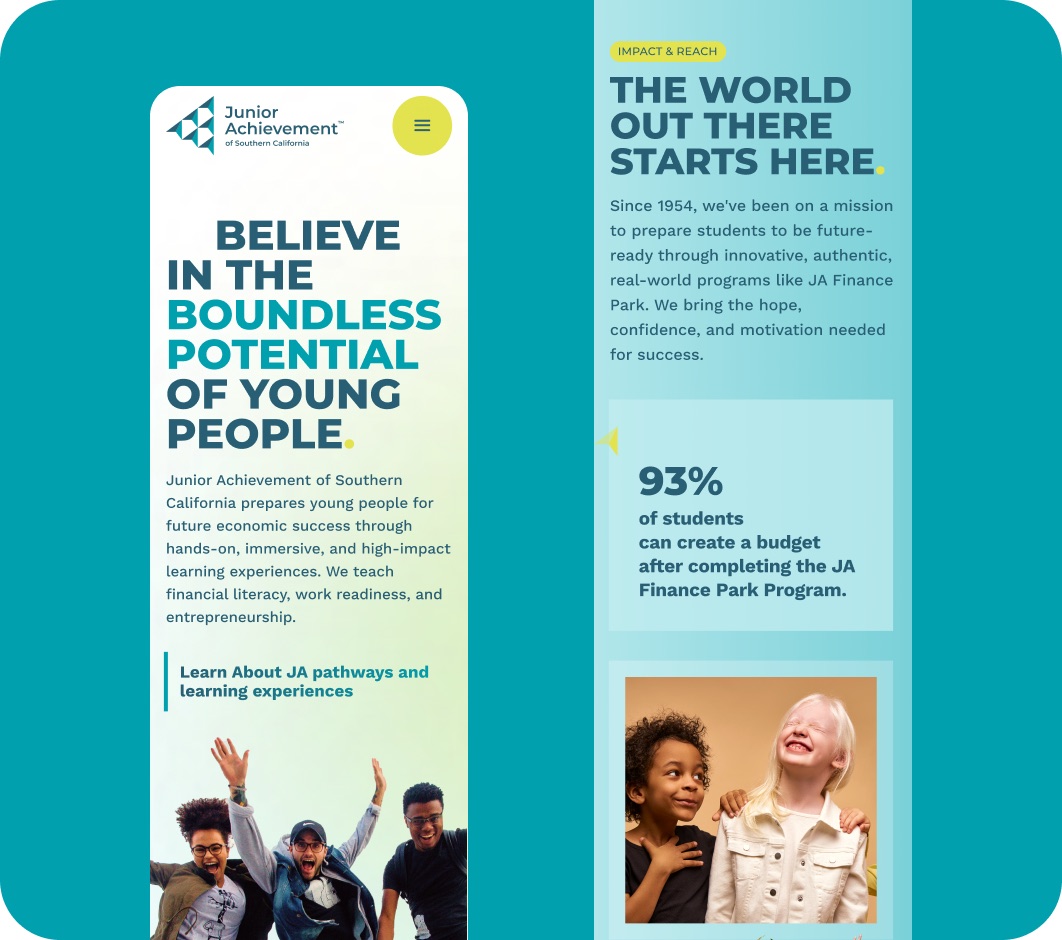 Junior Achievement of Southern California website detail design