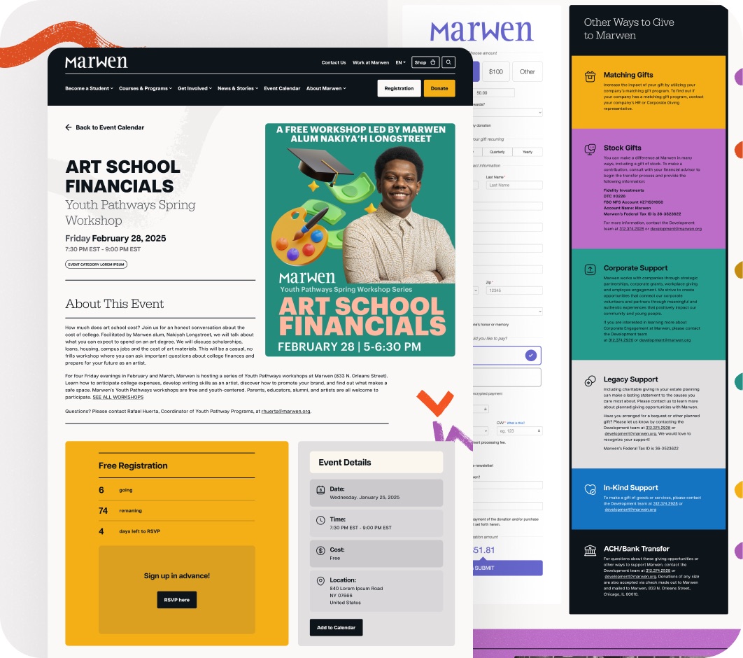 Marwen website section design