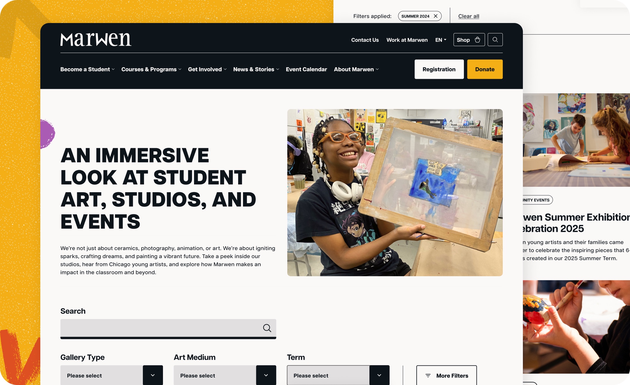 Marwen website spread designed by Elevation