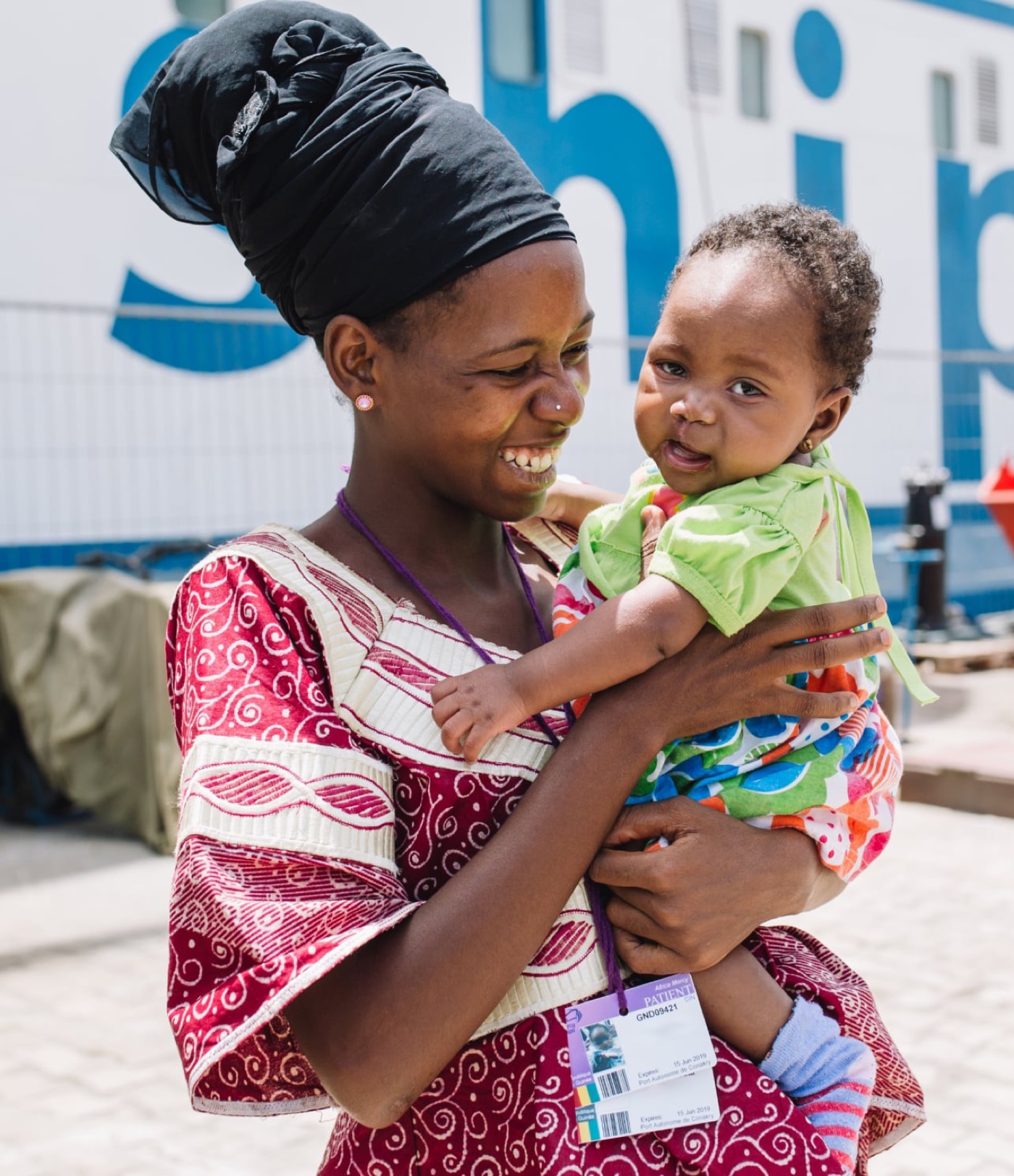 A Mercy Ships patient after receiving surgical care