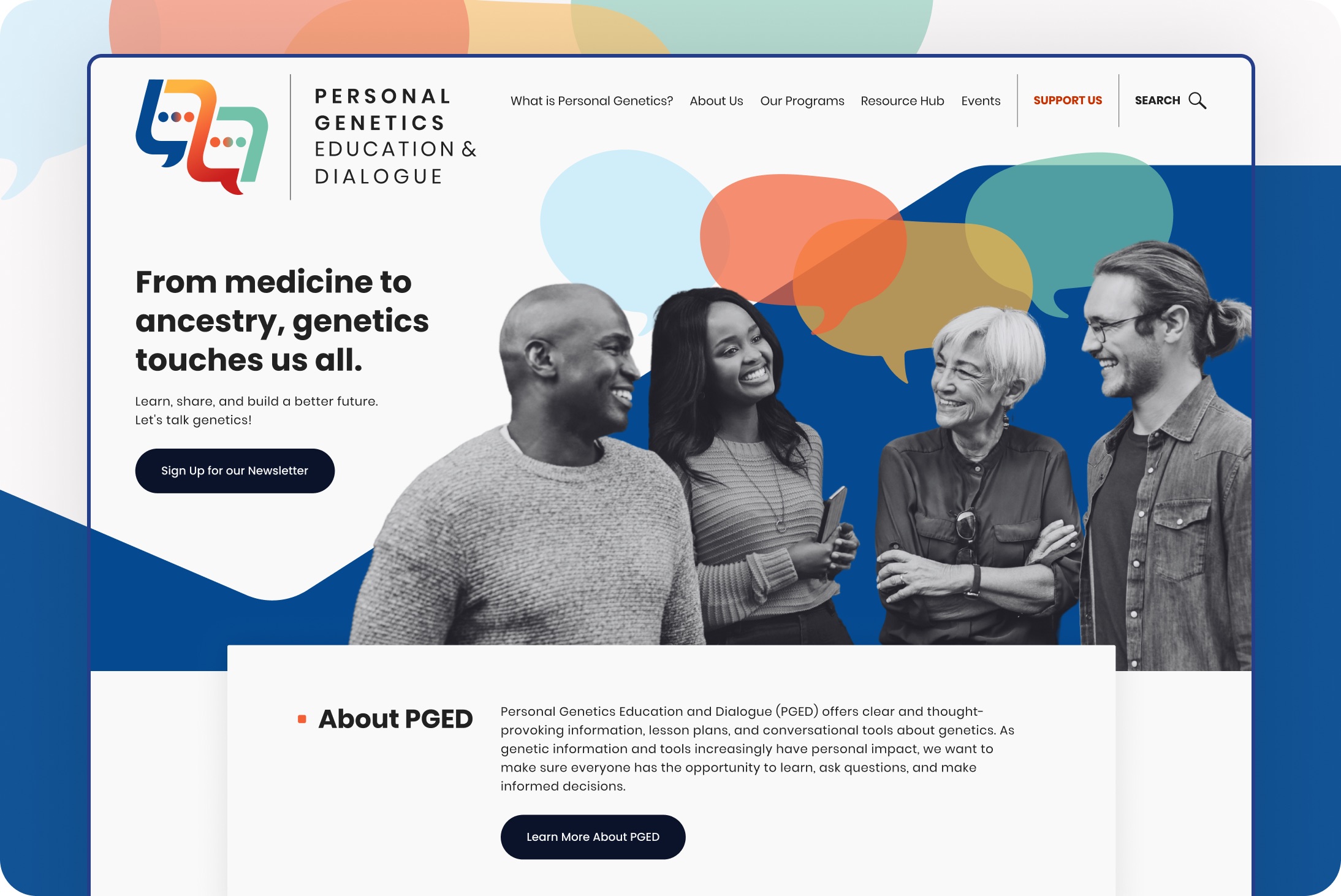 Personal Genetics Education & Dialogue website design by Elevation