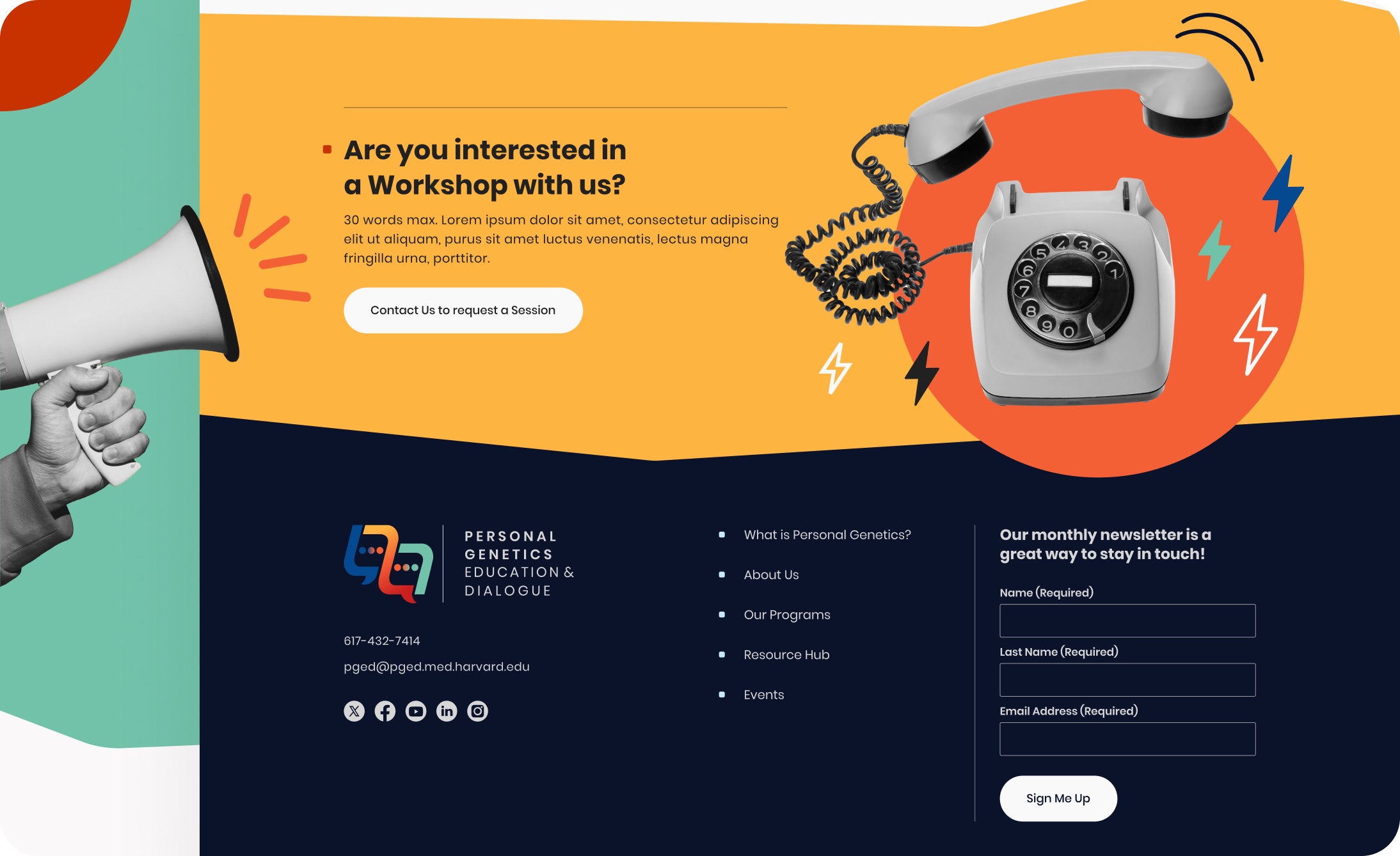Personal Genetics Education & Dialogue website spread designed by Elevation