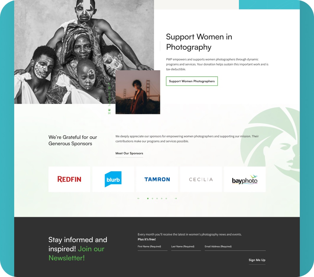 Professional Women Photographers website detail design