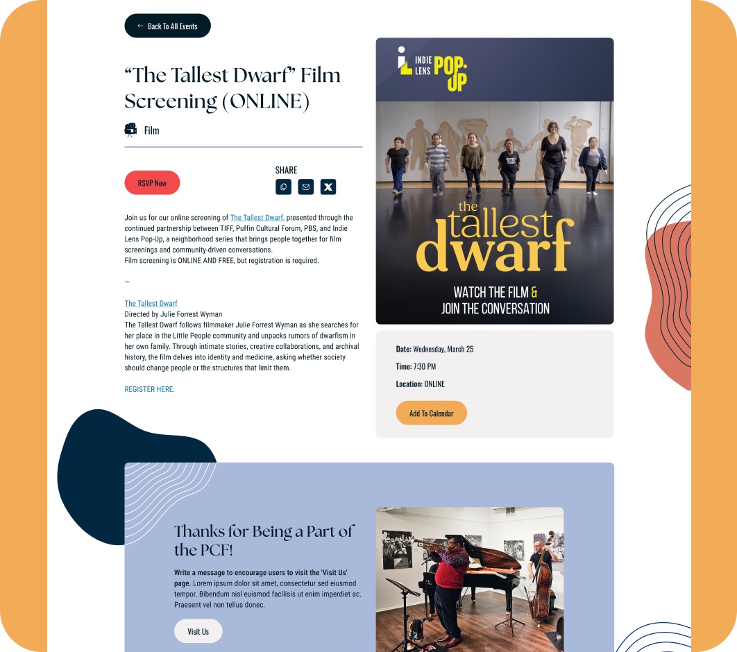 Puffin Cultural Forum website detail design