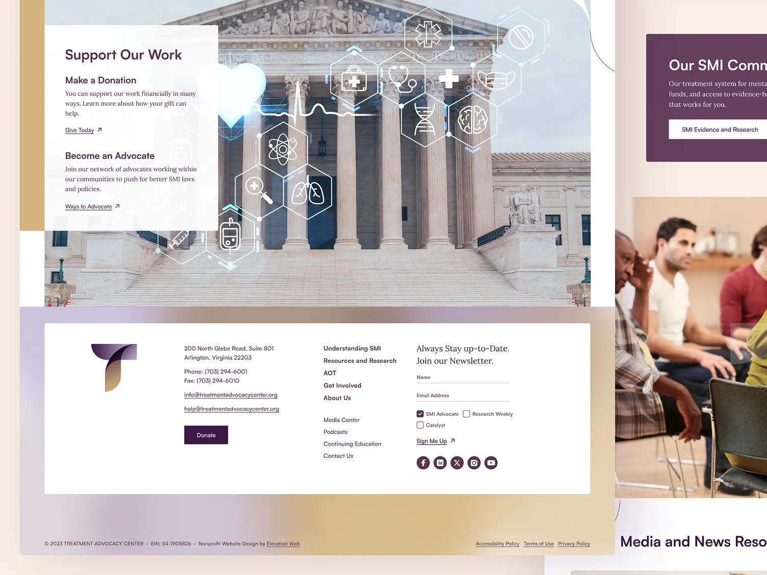Treatment Advocacy Center donation and footer design