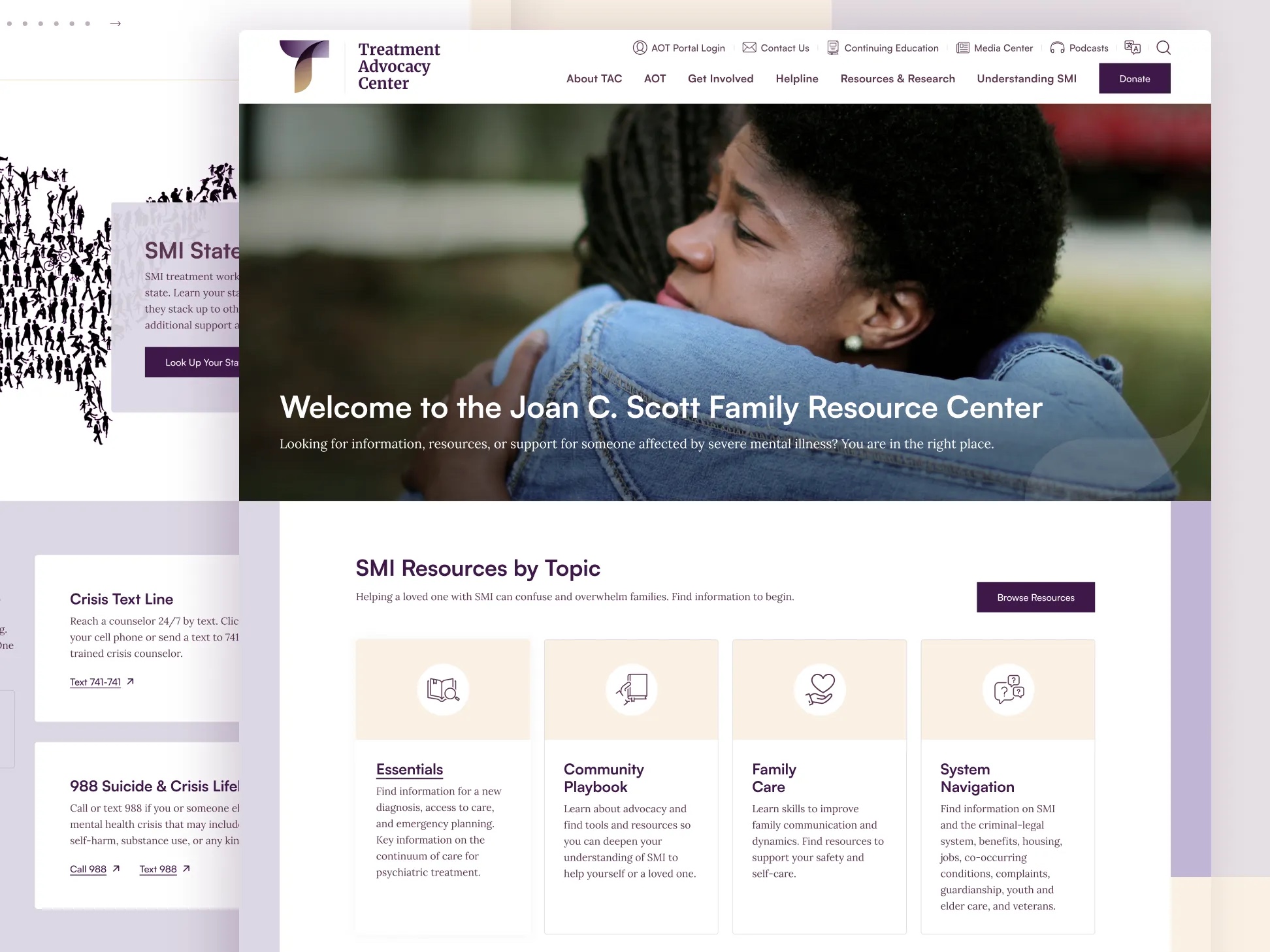 Joan C. Scott family resource hub page design