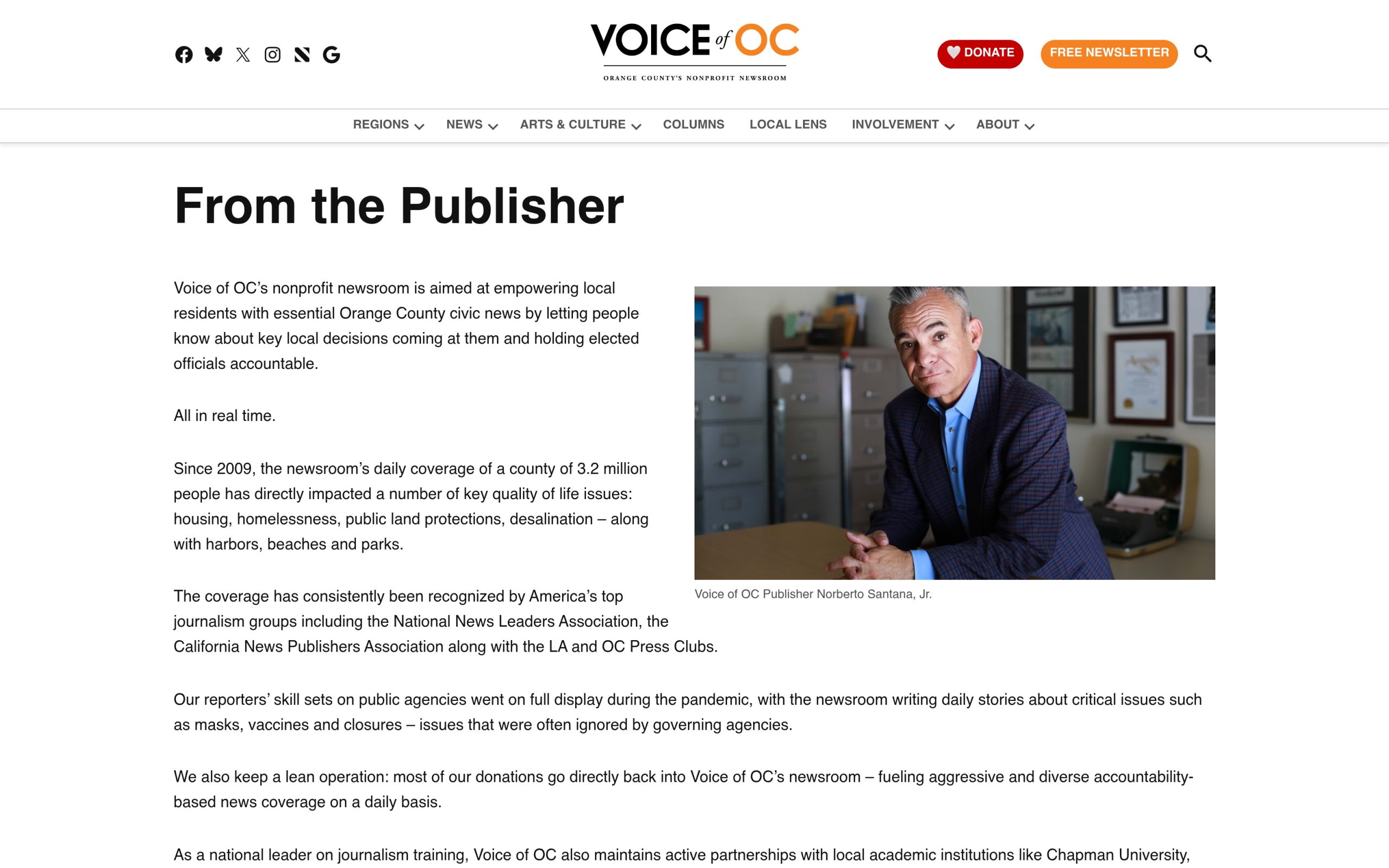 Voice of OC website interior page