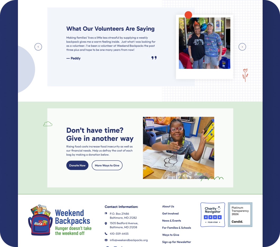 Weekend Backpacks website section design