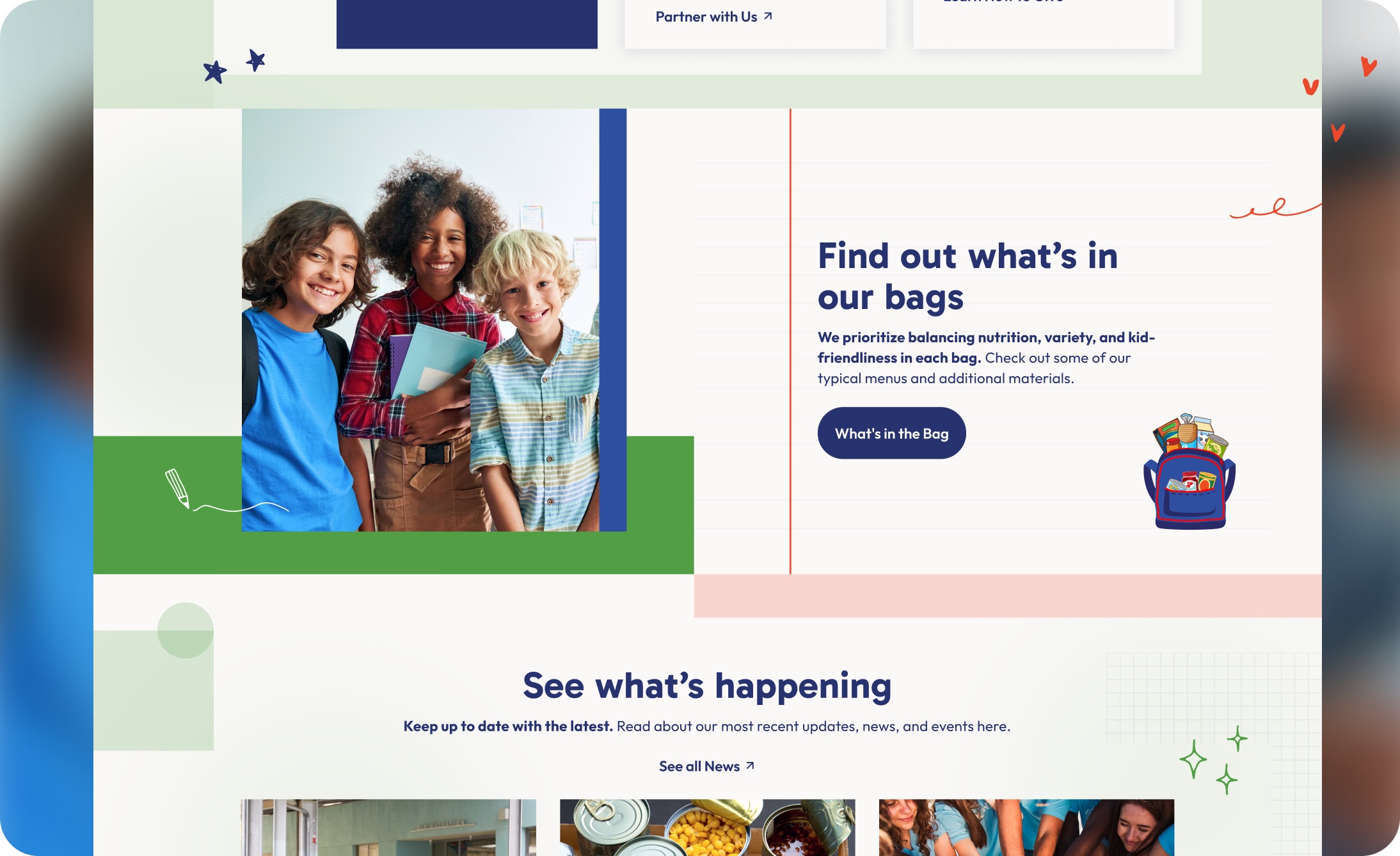 Weekend Backpacks website spread designed by Elevation